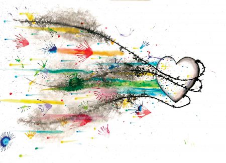 Original artwork Heart - Multi coloured flow