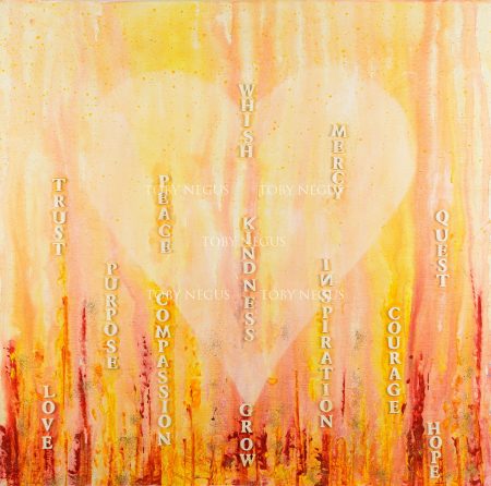 Original artwork Heart - Words on Orange