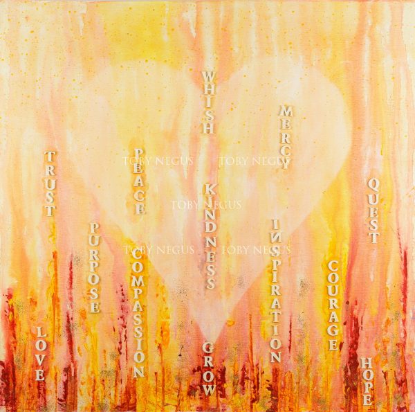 Original artwork Heart - Words on Orange